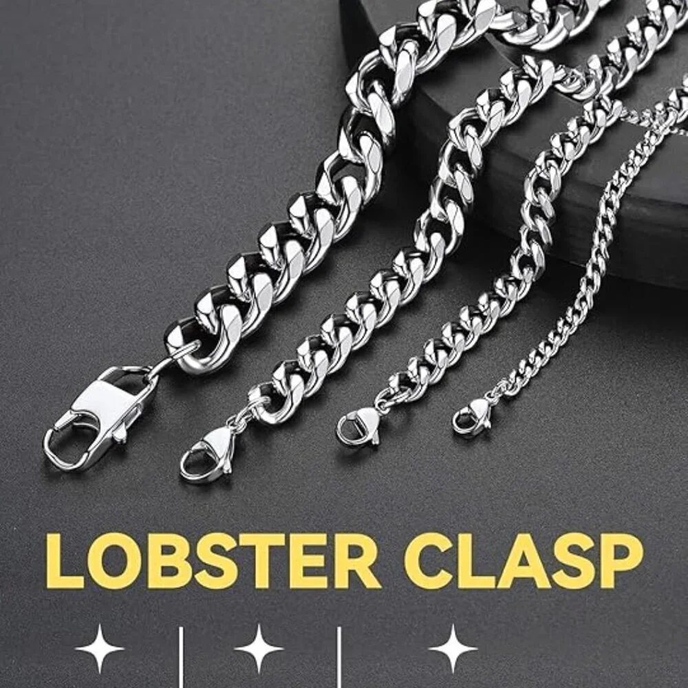 Miami Cuban Link Chain Necklace for Men Gold Plated 3mm-steel Stainless Steel
